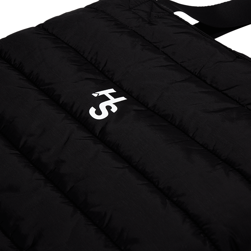 Higher Standards Stuffable Down Tote Black Logo