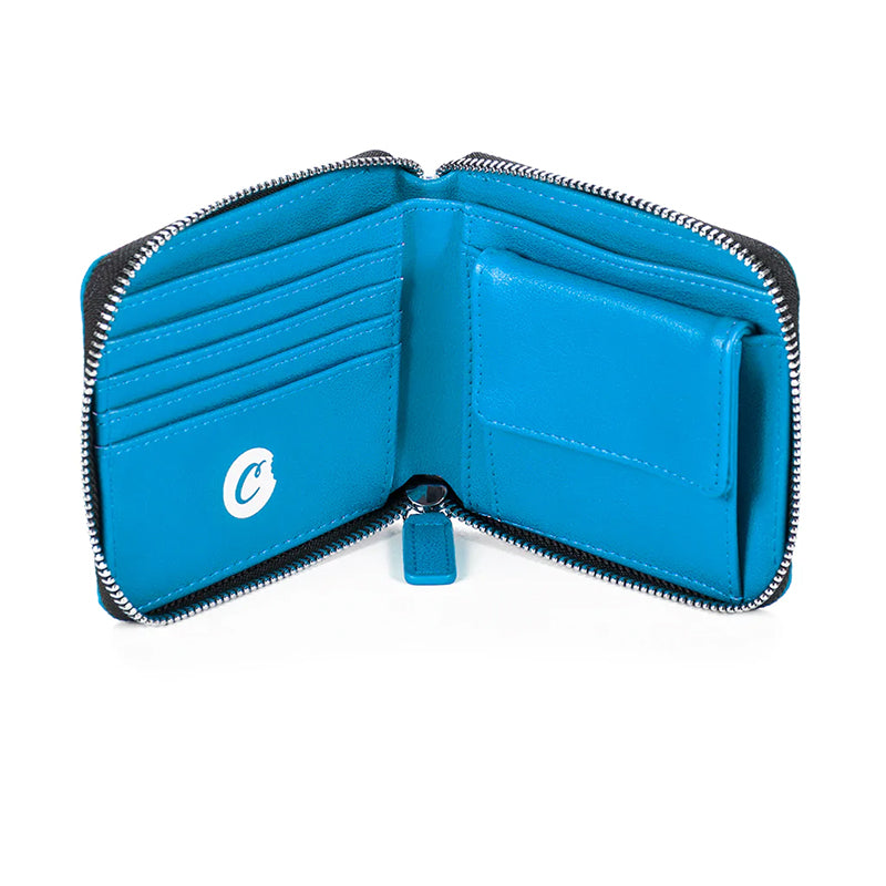 Cookies Luxe Matte Satin Zipper Wallet Blue Inside