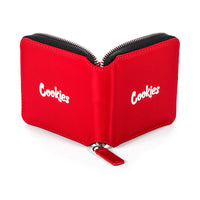 Cookies Luxe Matte Satin Zipper Wallet Red Open
