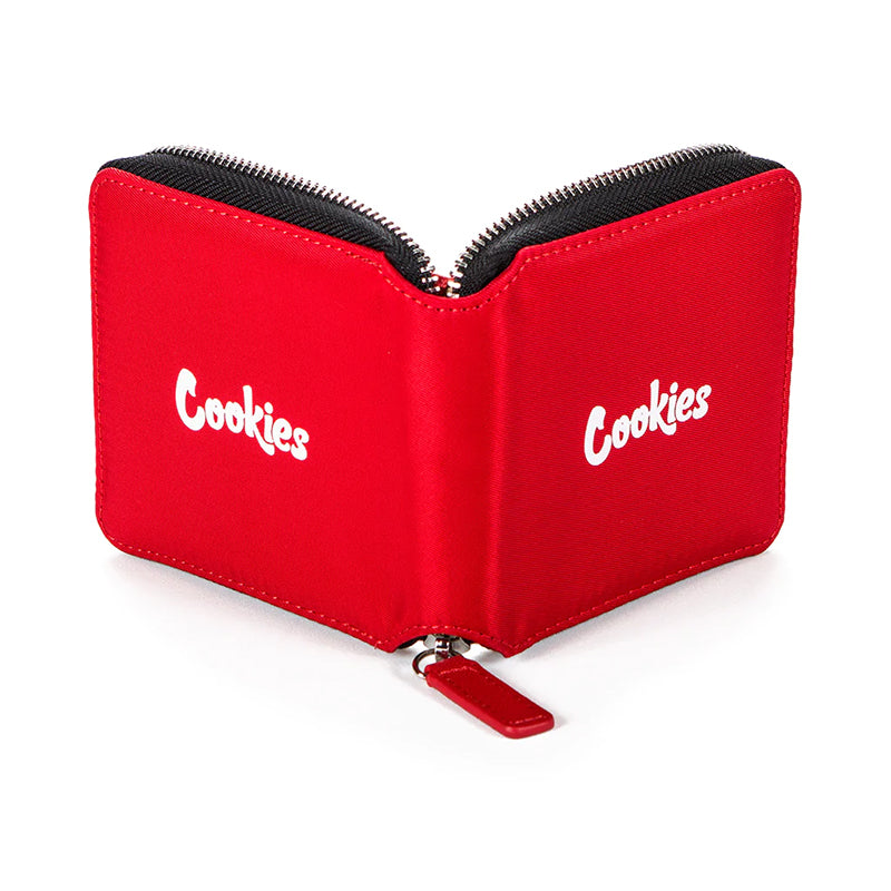 Cookies Luxe Matte Satin Zipper Wallet Red Open