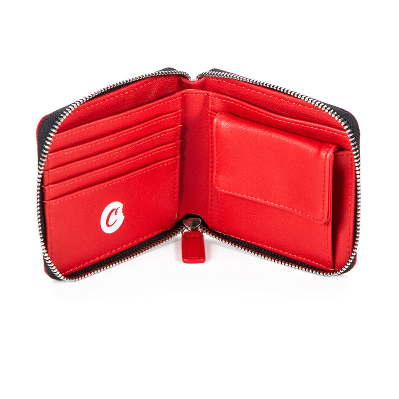 Cookies Luxe Matte Satin Zipper Wallet Red Inside