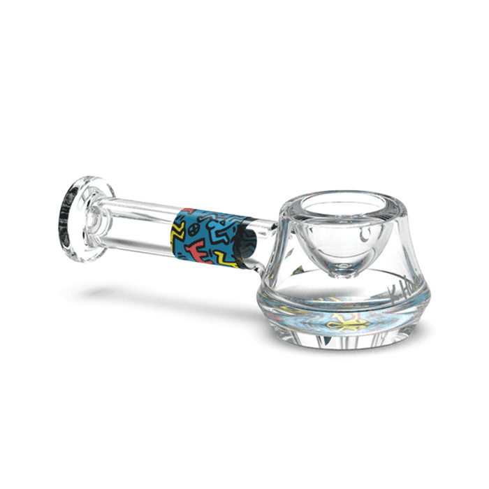 K.Haring Glass Spoon Pipe Blue Multicolored