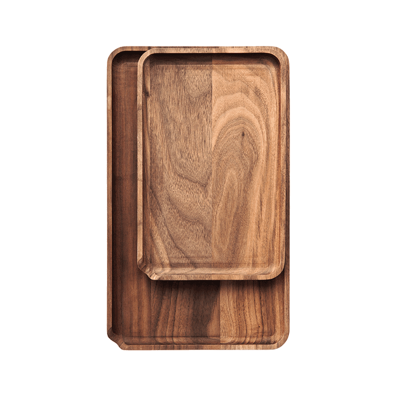 Marley Natural Black Walnut Rolling Tray Set 