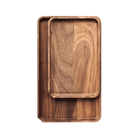 Marley Natural Black Walnut Rolling Tray Set 