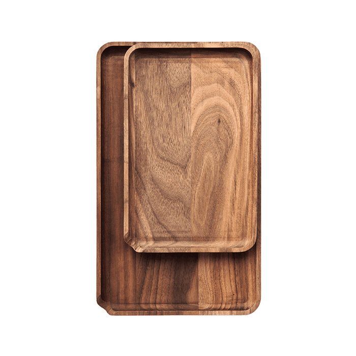 Marley Natural Black Walnut Rolling Tray Set 