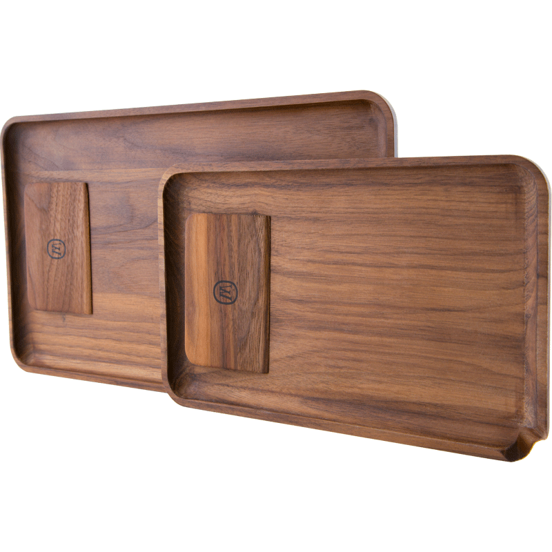 Marley Natural Black Walnut Rolling Tray Set