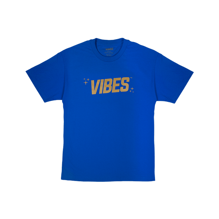 VIBES T-Shirt with Gold Logo Blue