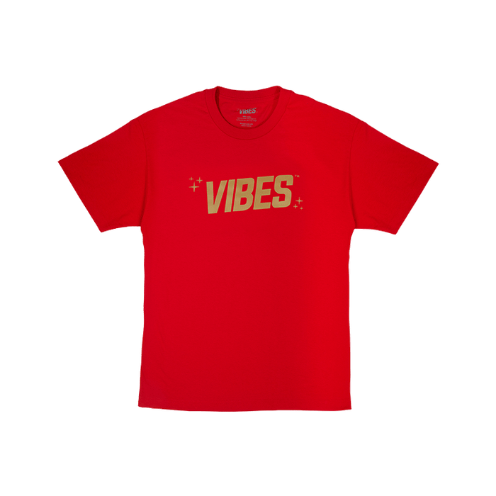 VIBES T-Shirt with Gold Logo Red